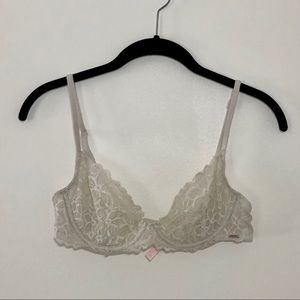 pink victoria’s secret white cream unlined bra